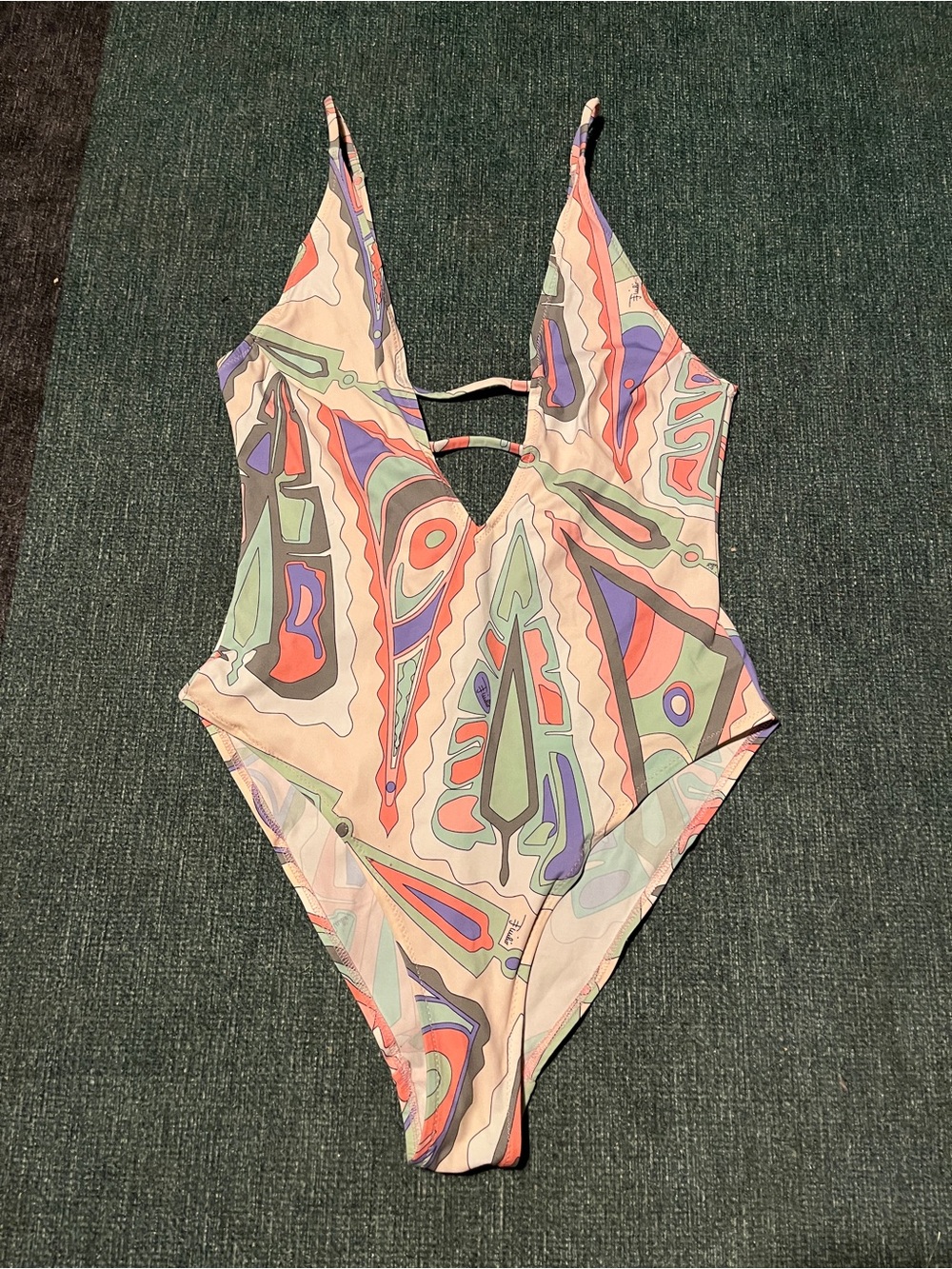 Designer Emilio Pucci Made in Italy Multicolor Abstract Print One-Piece Swim
